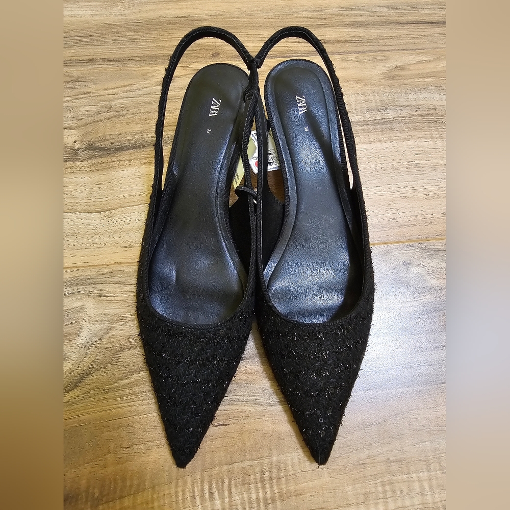Zara SLINGBACK FABRIC HEELS, US 8 - Picture 1 of 16